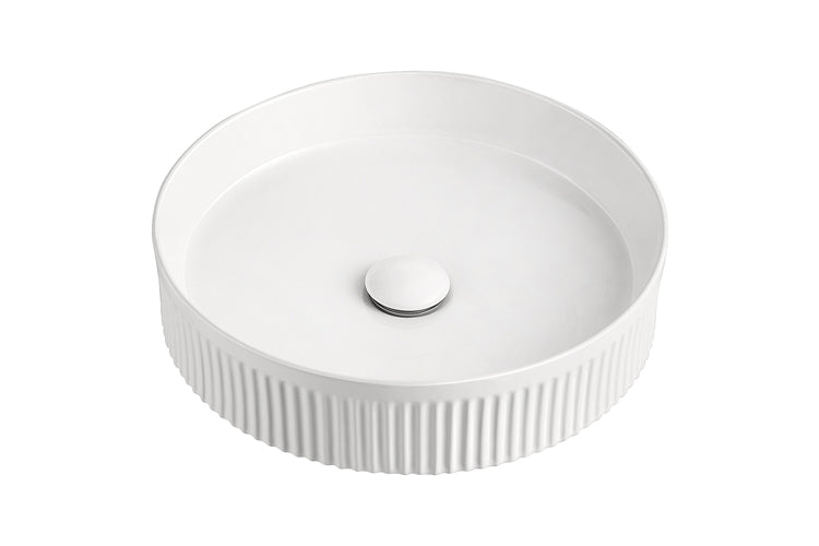 ADP Round Fluted Above Counter Basins - Gloss White