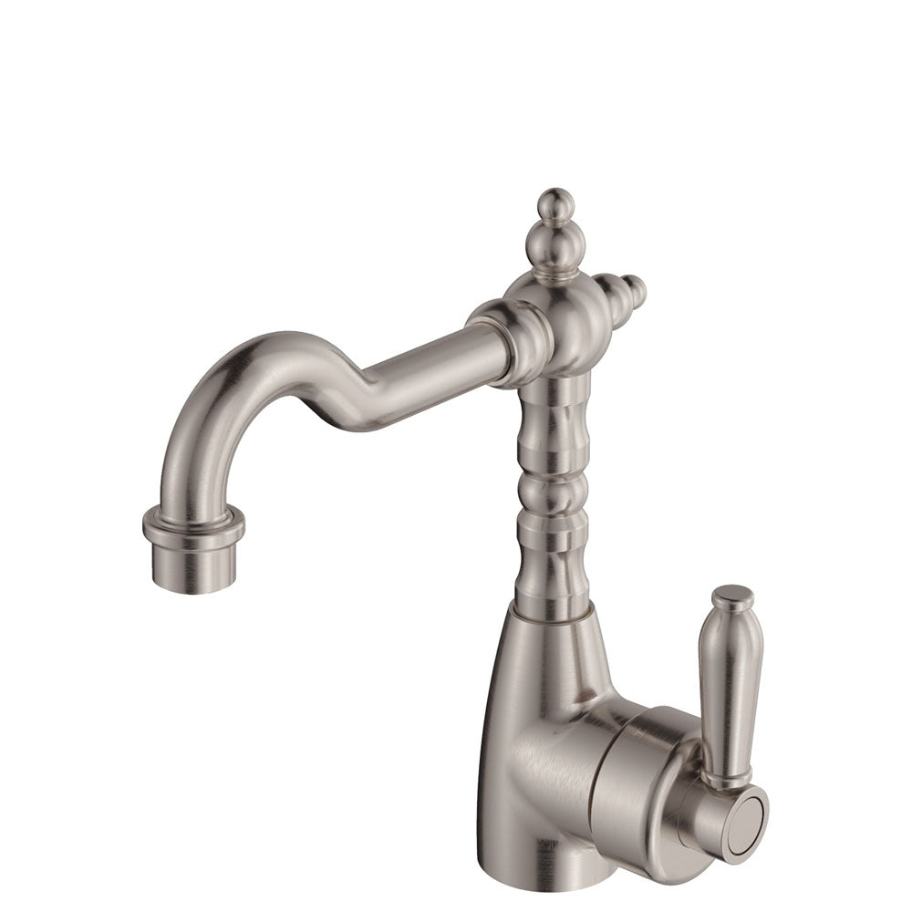 Fienza Eleanor Shepherds Crook Basin Mixer - Brushed Nickel / Brushed Nickel