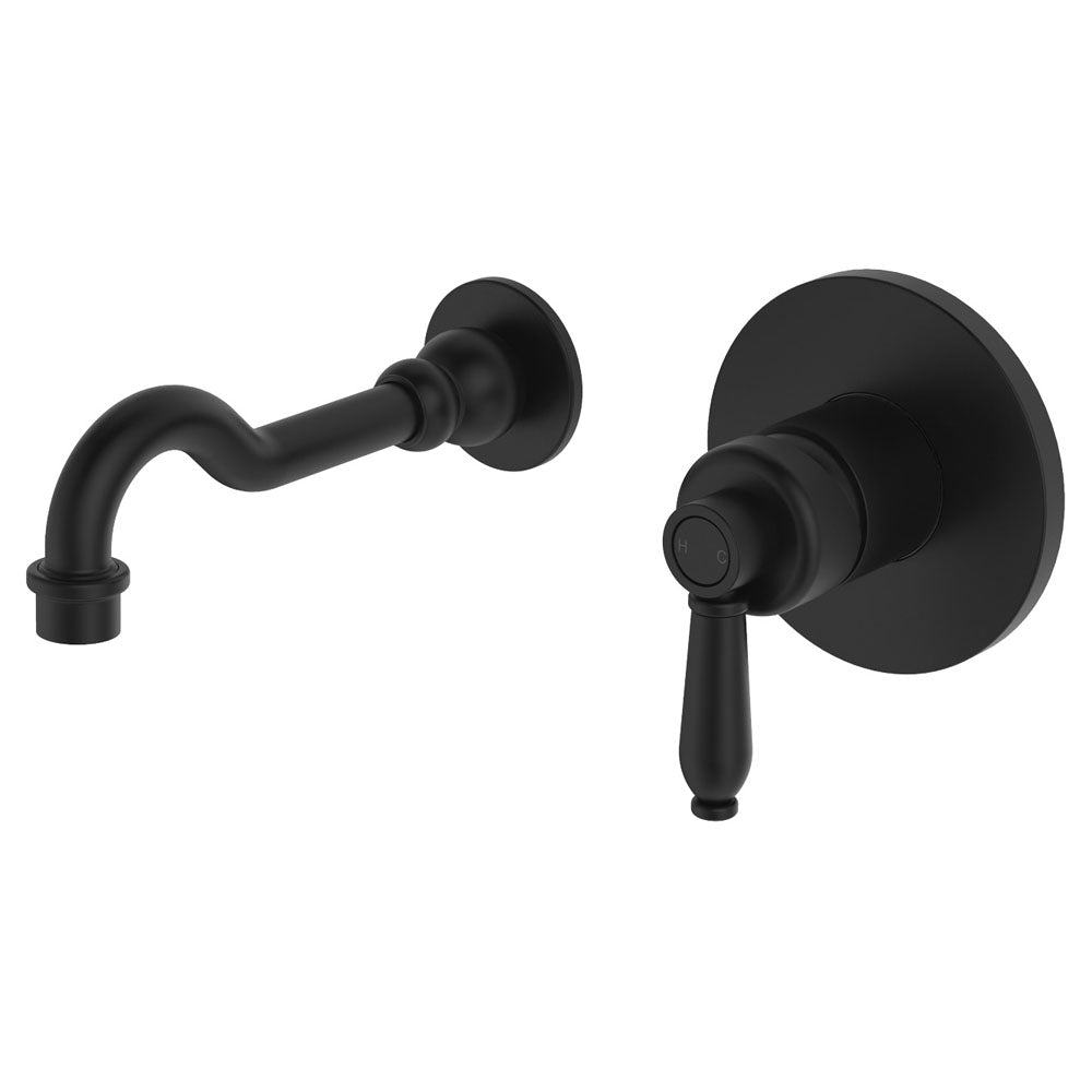 Fienza Eleanor Wall Basin/Bath Mixer Set - Matte Black / Matte Black - 202106BL-LF
