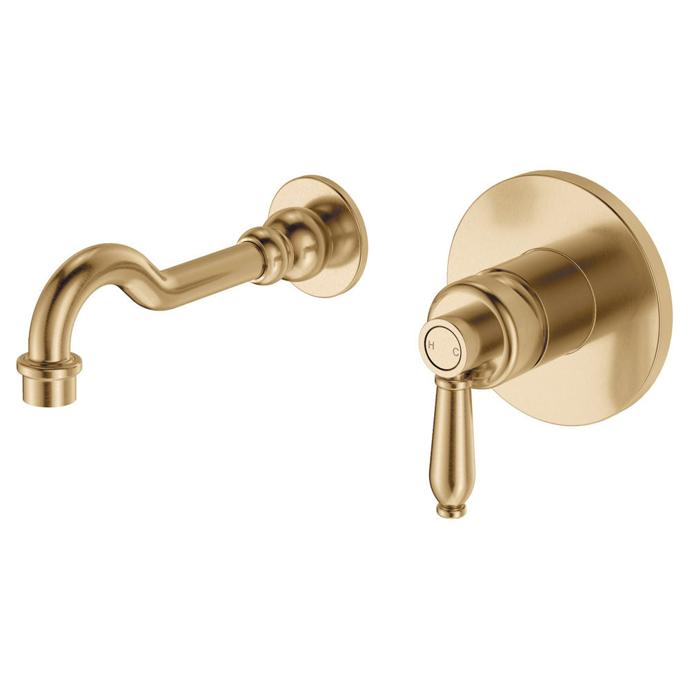Fienza Eleanor Wall Basin/Bath Mixer Set - Urban Brass / Urban Brass