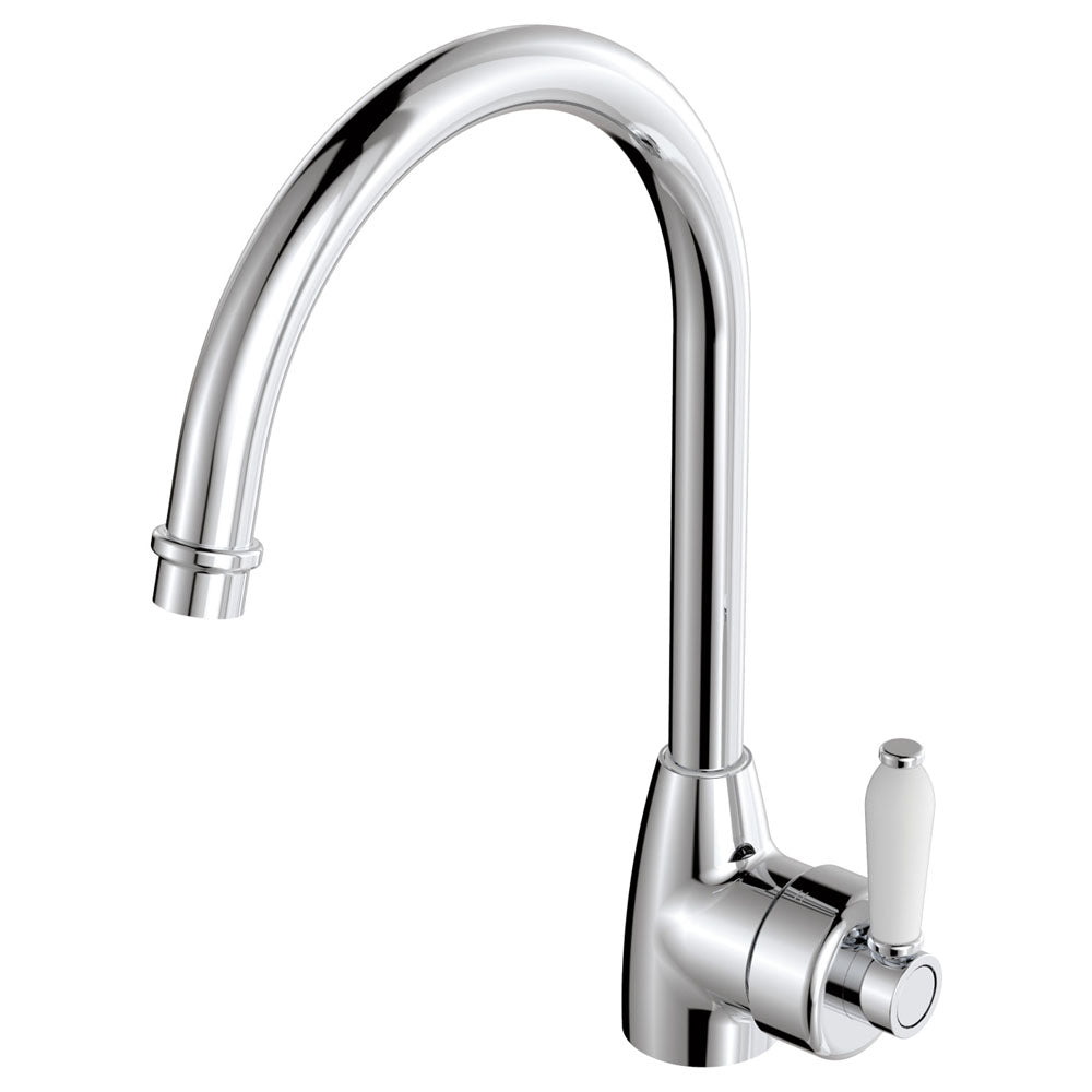 Fienza Eleanor Gooseneck Sink Mixer, Chrome / Ceramic - 202109