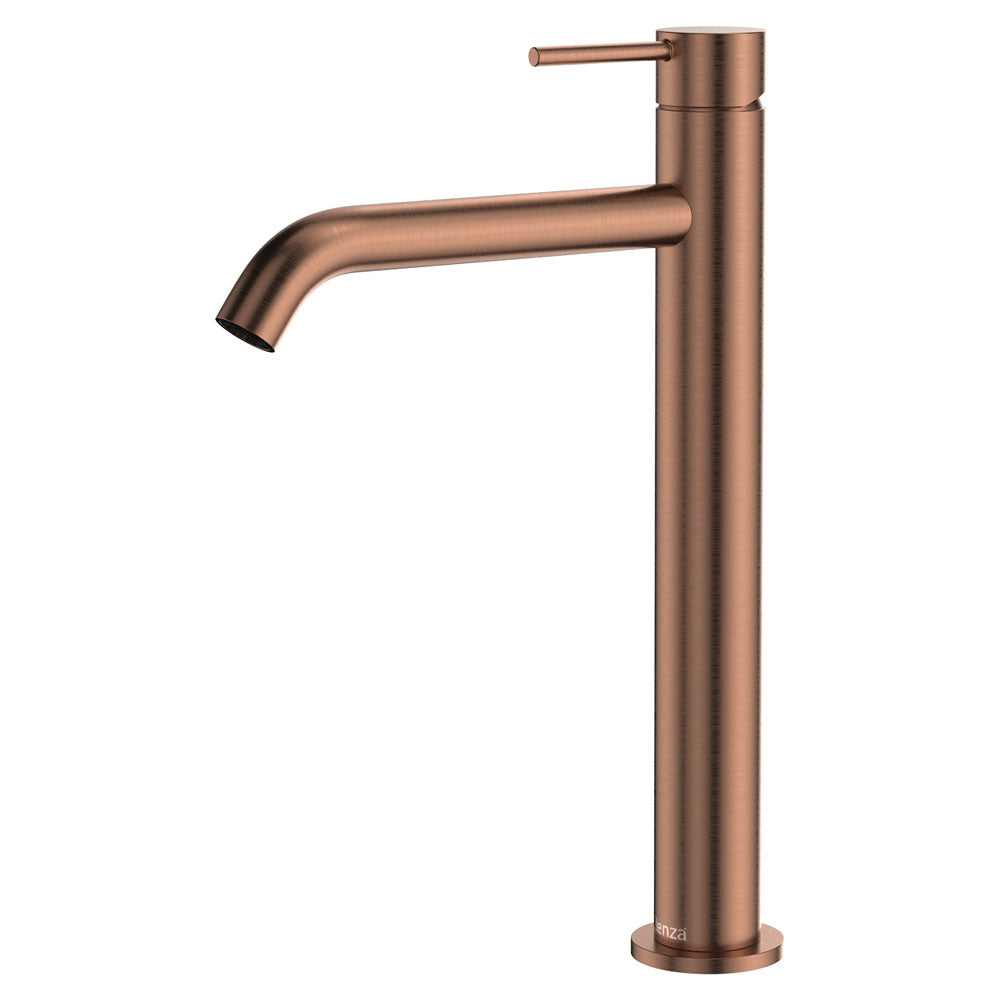 Fienza Kaya Tall Basin Mixer - Brushed Copper