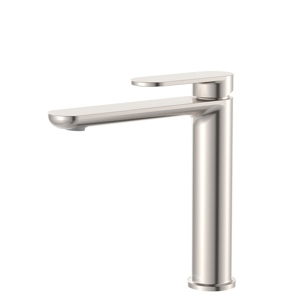 Fienza Empire Slim Cold Start Medium Basin Mixer - Brushed Nickel