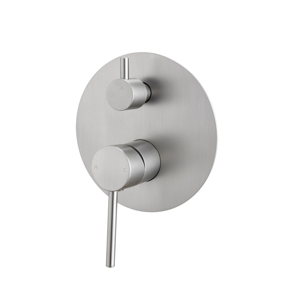 Aquaperla Lucid Pin Wall Mixer With Diverter - Brushed Nickel