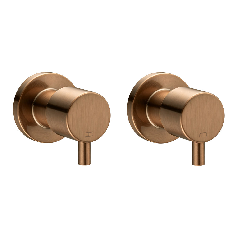 Aquaperla Round Wall Top Assembly Tap Pair - Brushed Copper (BUCP0007.ST)