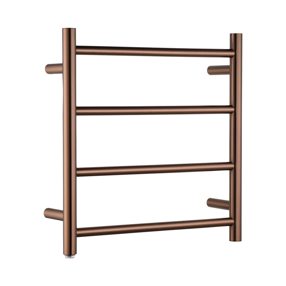 Aquaperla Round Electric Heated Towel Rack 4 Bars - Light Brushed Copper