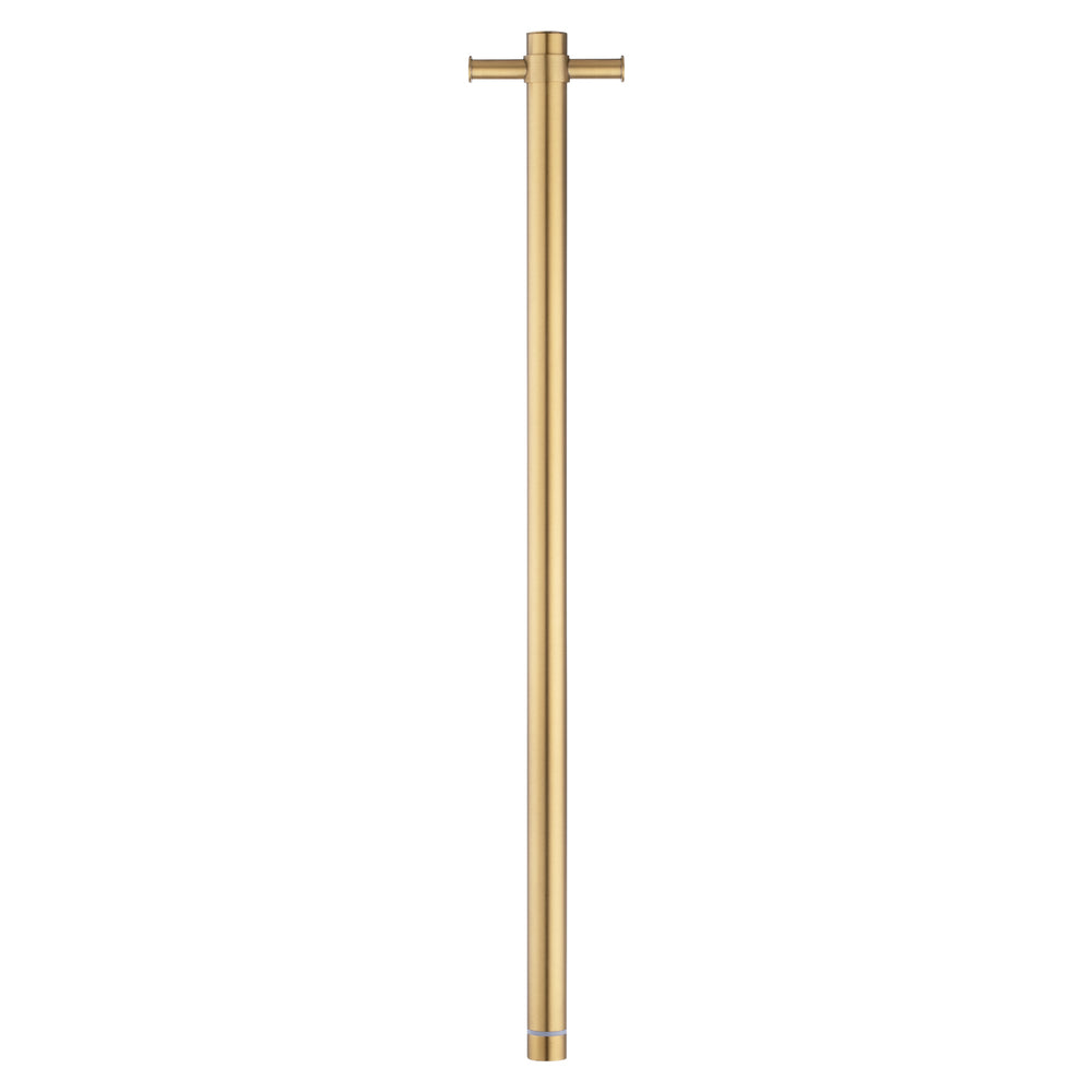 Aquaperla Round Vertical Electric Heated Towel Rack Single Bar (with Timer) - Brushed Brass