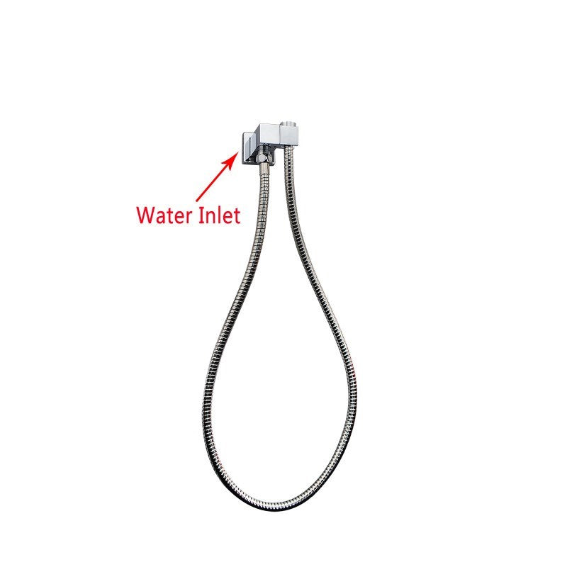 Aquaperla Square Hand Shower Elbow Without Handheld Shower(Stainless Steel Hose) - Chrome