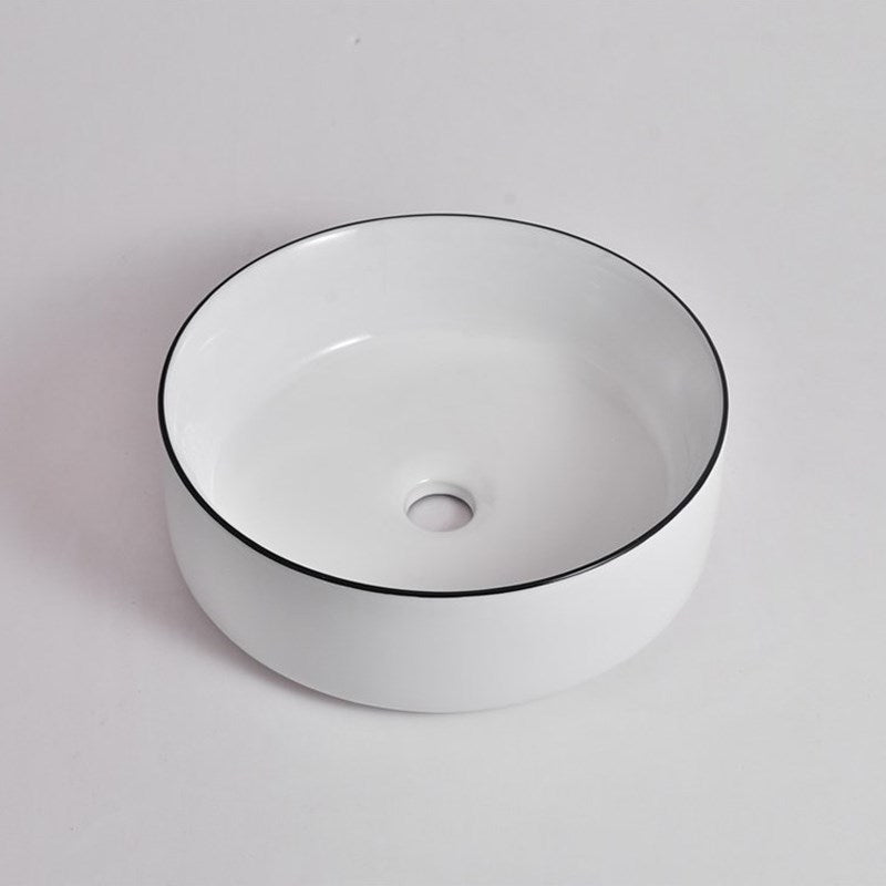 Aquaperla 360x360x125mm Above Counter Basin - Gloss White With Black Rim