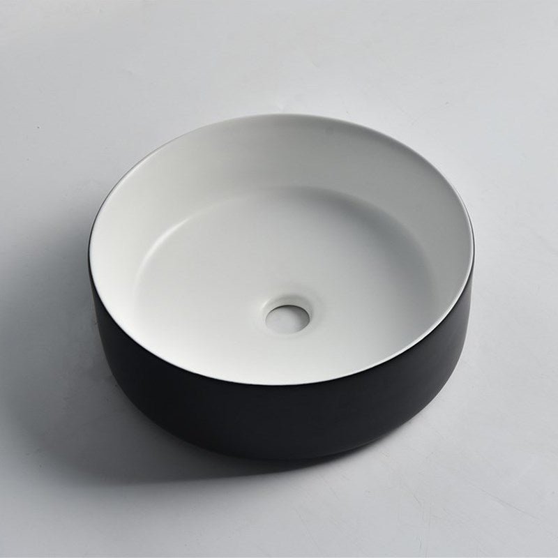 Aquaperla 360x360x125mm Above Counter Basin - Matte Black Exterior & Matte White Interior