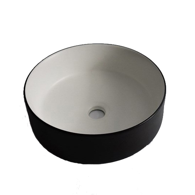 Aquaperla 360x360x125mm Above Counter Basin - Black Textured Exterior & Matte White Interior