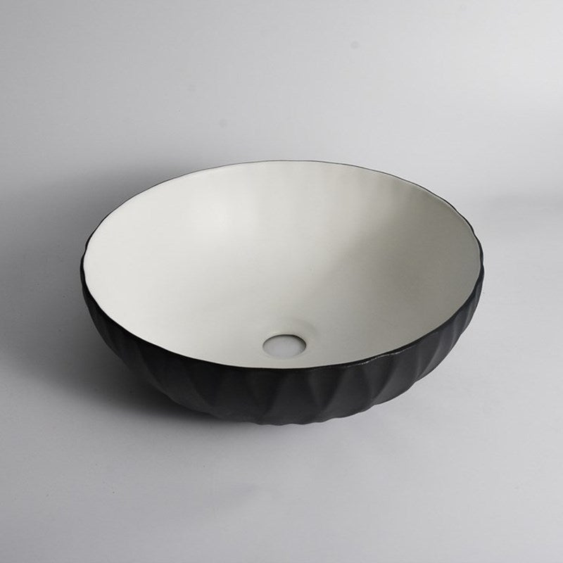 Aquaperla 395x395x120mm Above Counter Basin - Black Textured Exterior & Matte White Interior - CLA-P-RUBY-40-TMB