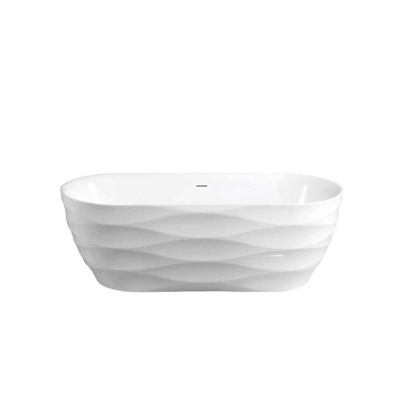 Aquaperla 1700*750*580mm Acrylic Freestanding Oval With 3D Bathtub - Gloss White