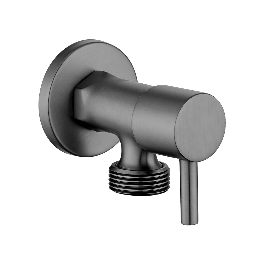 Aquaperla Bathroom Round 1/4 Turn Washing Machine Stop Tap (One Piece) - Gun Metal Grey
