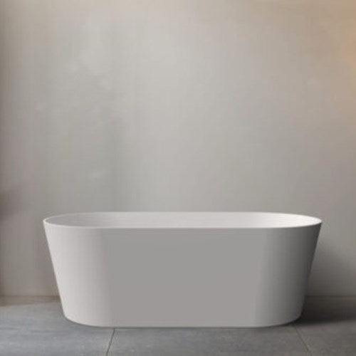 Aquaperla 1500*800*600mm Mia Super Slim Edge Oval Shape Acrylic Freestanding Bathtub - Matt White (waste & plug included)