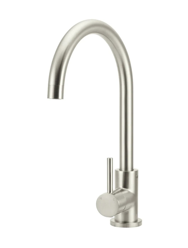 Meir Round Gooseneck Kitchen Mixer Tap - PVD Brushed Nickel