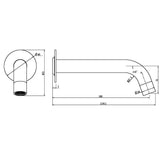 Aquaperla Lucid Pin 180mm Round Bathtub/Basin Wall Spout(60mm Flat Back Plate) - Brushed Copper