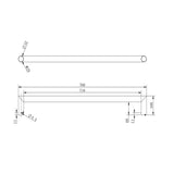 Aquaperla Round Horizontal Electric Heated Towel Rack Single Bar - Brushed Nickel