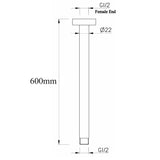 Aquaperla 600mm Ceiling Shower Arm - Chrome - CH0121.SA
