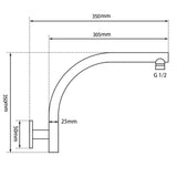 Aquaperla Wall Shower Arm - Black - OX0128.SA