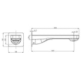 Aquaperla Ivano 180mm Bathtub/Basin Wall Spout(With Back Plate) - Brushed Brass