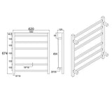 Aquaperla Heated Towel Rack 6 Bars - Brushed Nickel