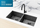 Meir Lavello Kitchen Sink - Double Bowl 860 x 440 - PVD Gunmetal Black