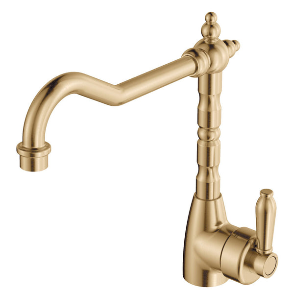 Fienza Eleanor Shepherds Crook Sink Mixer, Urban Brass / Urban Brass