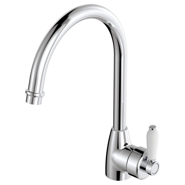 Fienza Eleanor Gooseneck Sink Mixer, Chrome / Ceramic - 202109-LF