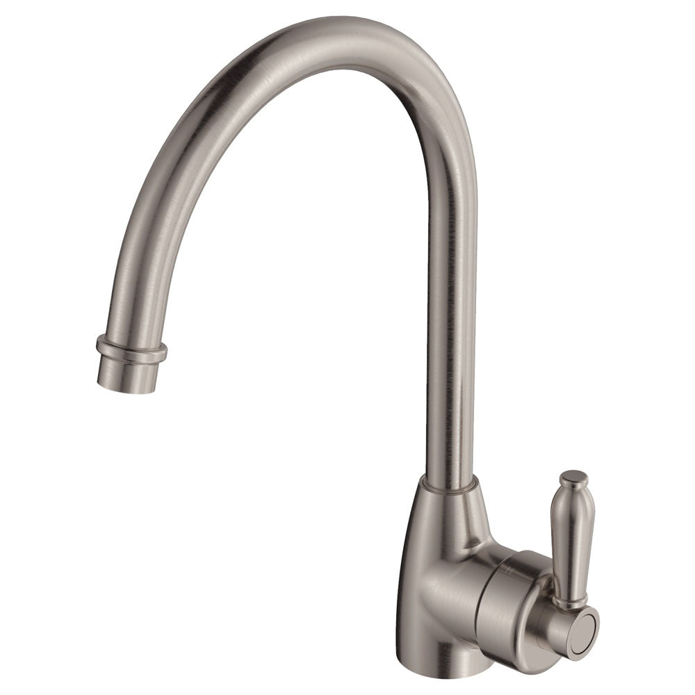Fienza Eleanor Gooseneck Sink Mixer, Brushed Nickel / Brushed Nickel