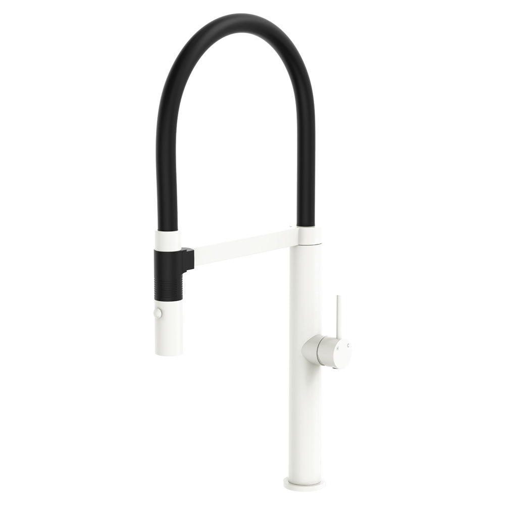 Fienza Kaya Pull Down Sink Mixer, Matte White Mixed