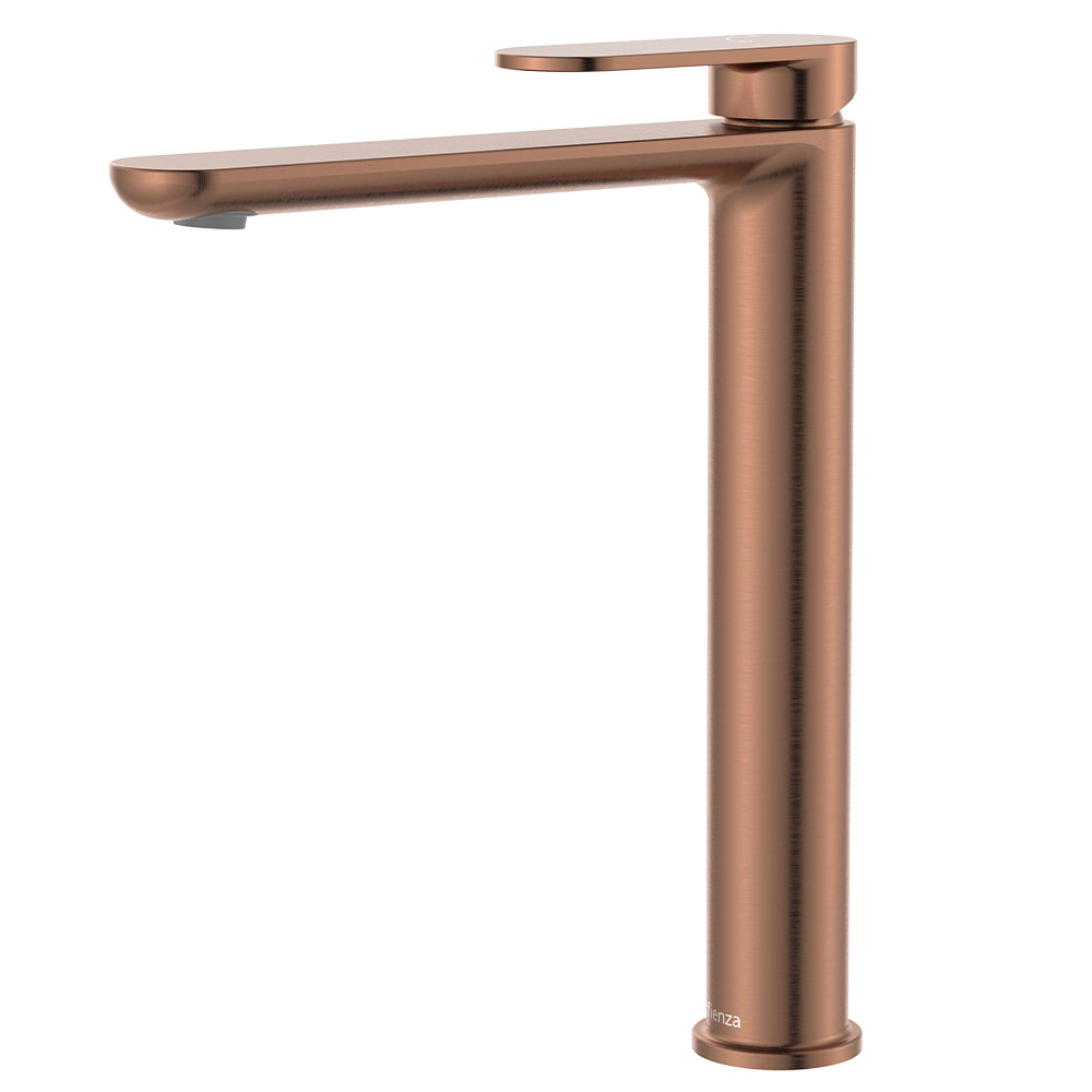 Fienza Empire Slim Cold Start Tall Basin Mixer - Brushed Copper