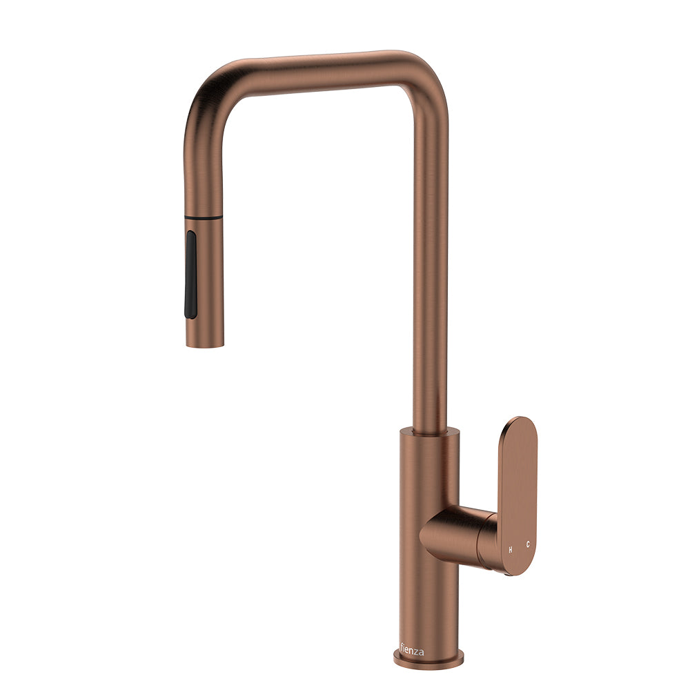 Fienza Empire Slim Pull-Out Sink Mixer, Brushed Copper