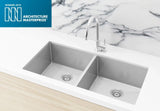 Meir Lavello Kitchen Sink - Double Bowl 860 x 440 - PVD Brushed Nickel