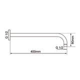 Aquaperla 400mm Wall Shower Arm - Brushed Nickel - BU0108.SA