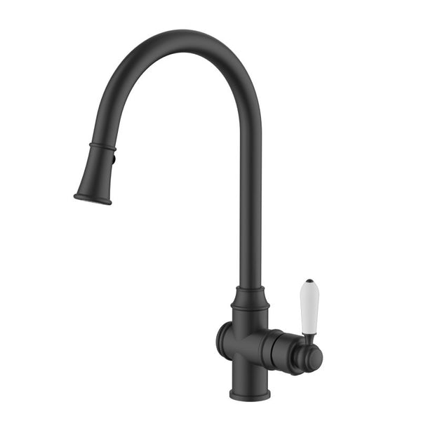 Modern National Bordeaux Pull-Out Kitchen Mixer Matte Black