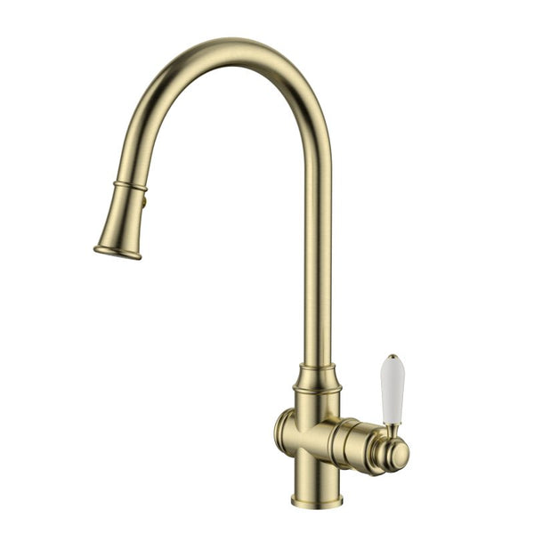 Modern National Bordeaux Pull-Out Kitchen Mixer Brushed Bronze