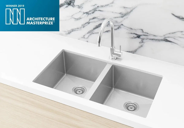 Meir Lavello Kitchen Sink - Double Bowl 760 x 440 - PVD Brushed Nickel