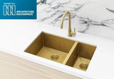Meir Lavello Kitchen Sink - One and Half Bowl 670 x 440 - Tiger Bronze