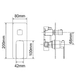 Aquaperla Ivano Square Wall Mixer With Diverter - Black