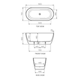 Parisi Elli II 1500 Freestanding Bath Matt White