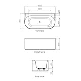 Parisi Ovation 1650 Back-To-Wall Freestanding Bath Matt White