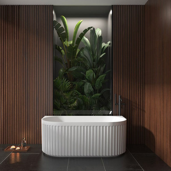 Aquaperla 1500x750x580mm Back to Wall Bathtub - Matte White