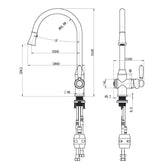 Modern National Bordeaux Pull-Out Kitchen Mixer Chrome