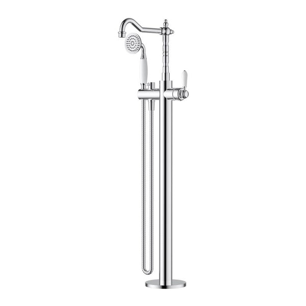 Modern National Bordeaux Freestanding Bath Mixer with Hand Shower Chrome