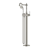 Modern National Bordeaux Freestanding Bath Mixer with Hand Shower Brushed Nickel