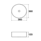 Aquaperla 360x360x125mm Above Counter Basin - Gloss White With Black Rim