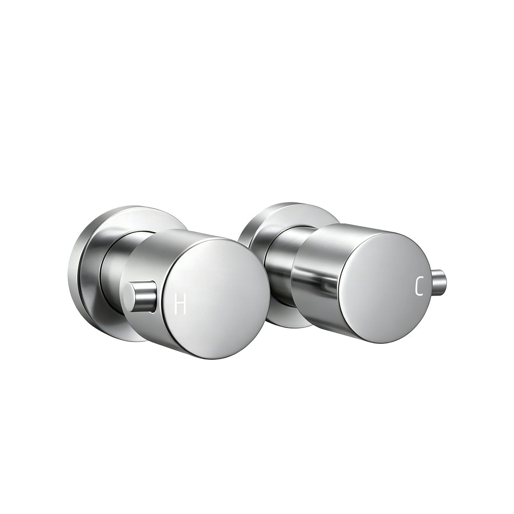 Aquaperla Round Wall Top Assembly Tap Pair - Brushed Nickel (BU0007.ST)