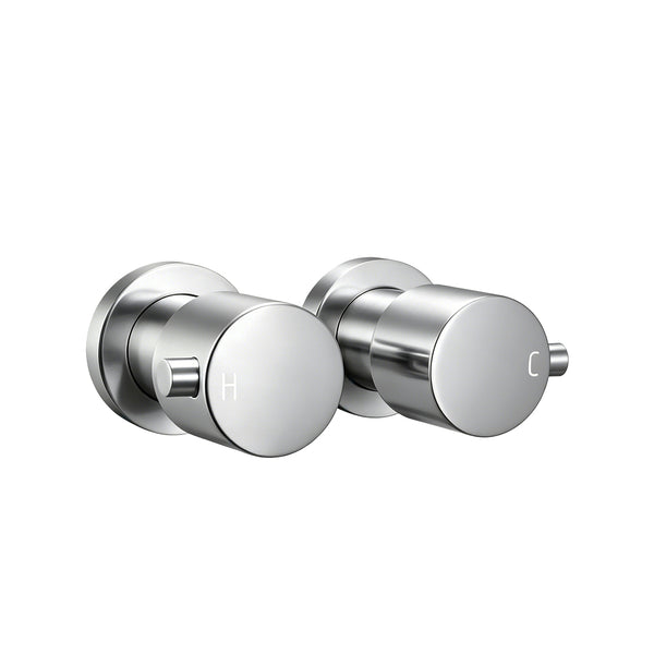Aquaperla Round Wall Top Assembly Tap Pair - Brushed Nickel (BU0007.ST)