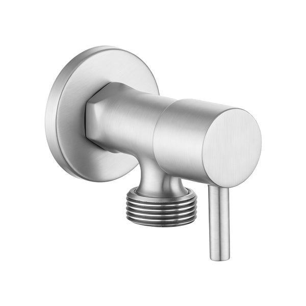 Aquaperla Bathroom Round 1/4 Turn Washing Machine Stop Tap (One Piece) - Brushed Nickel